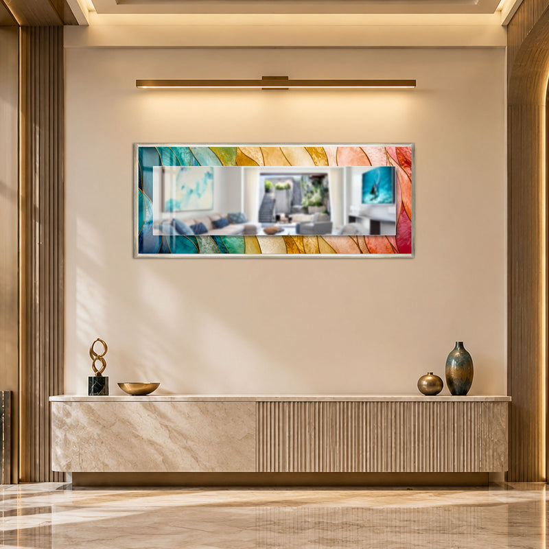 Prismatic Leaf Mosaic with silver frame