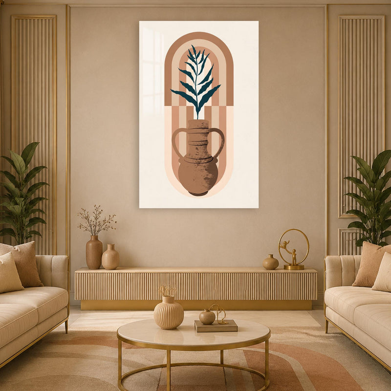 Artronauts Glass Print Terracotta Botanical Vessel Glass Wall Art