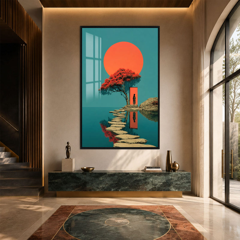 Artronauts Glass Print 12x18 cm | 4.7"x7.1" / Black Portal at Sunset Glass Wall Art