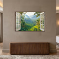 Tropical Terrace View with walnut frame