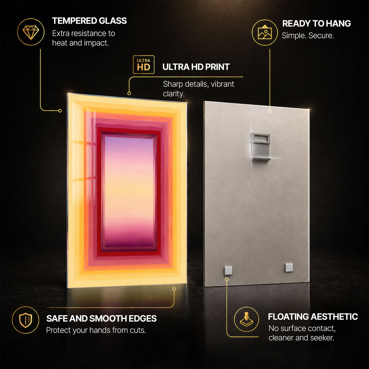 Sunset Portal — tempered glass, ultra HD print, ready to hang