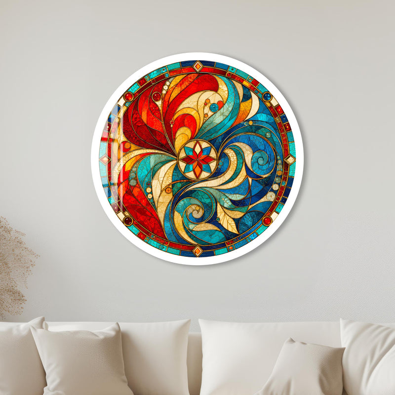 Crimson Azure Harmony with white frame