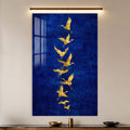 Artronauts Glass Print Golden Cranes In Flight Glass Wall Art