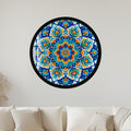 Turquoise Floral Mandala with black frame