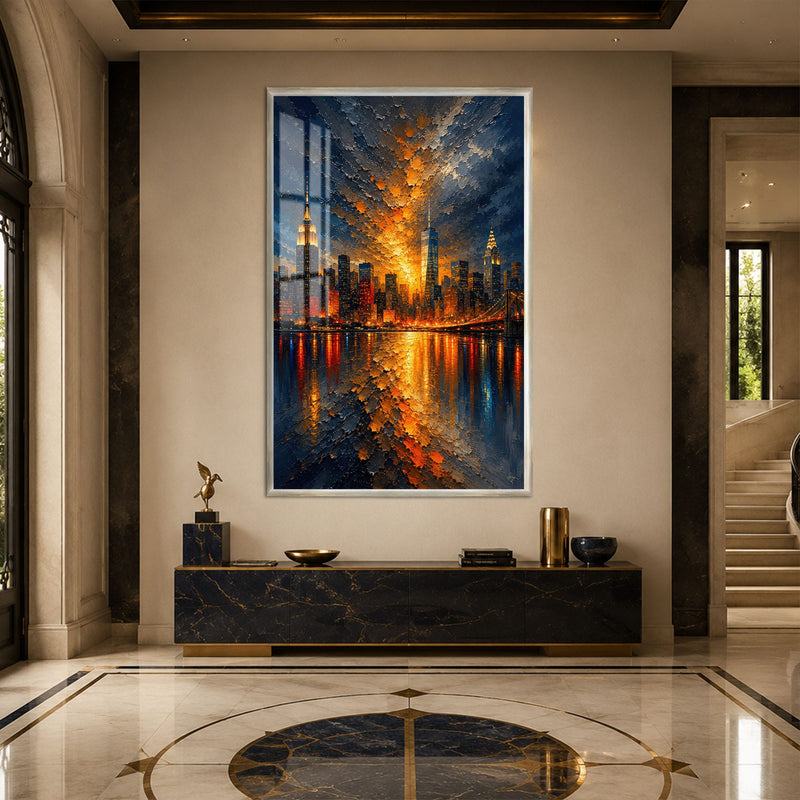 Artronauts Glass Print 12x18 cm | 4.7"x7.1" / Silver Manhattan Afterglow Glass Wall Art