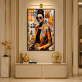 Orange Fashion Collage with walnut frame