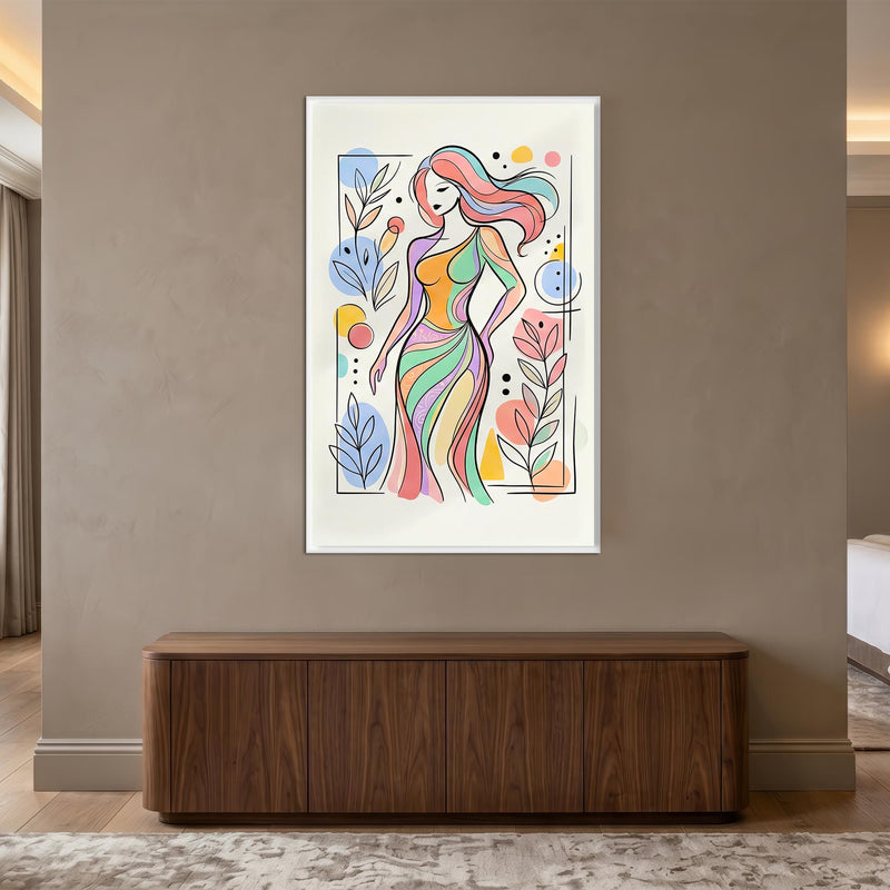 Colorful Feminine Grace with white frame