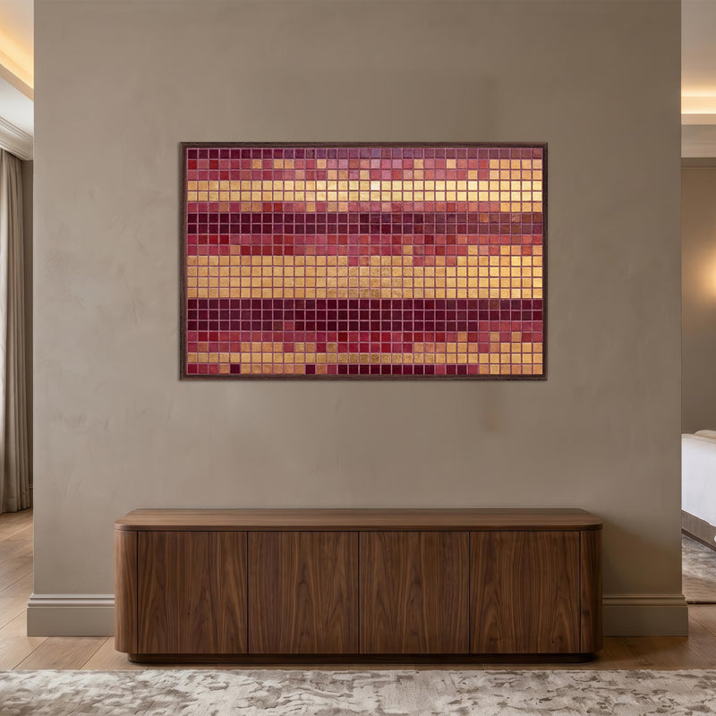 Crimson Mosaic Rhythm with walnut frame
