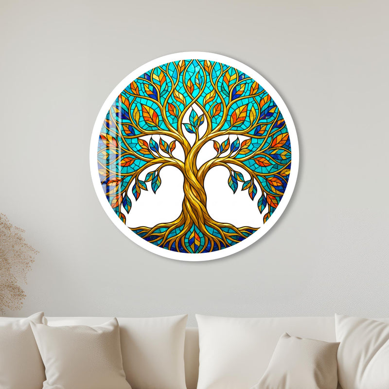 Autumn Gold Tree Of Life with white frame