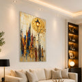 Artronauts Glass Print Golden City Promenade Glass Wall Art