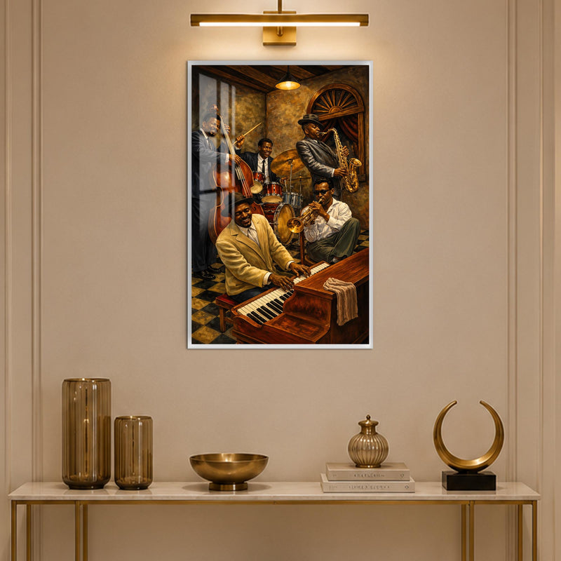 Golden Hour Jazz Club with white frame