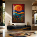 Artronauts Glass Print 12x18 cm | 4.7"x7.1" / Walnut Spiral Sun Meadow Glass Wall Art