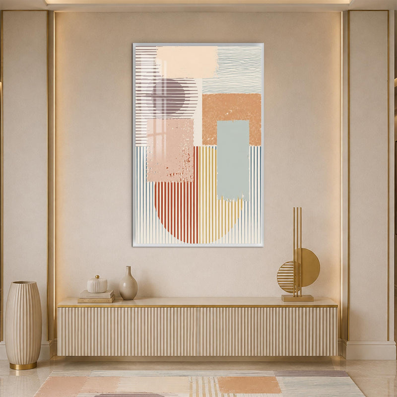 Artronauts Glass Print 12x18 cm | 4.7"x7.1" / White Pastel Geometric Rhythm Glass Wall Art