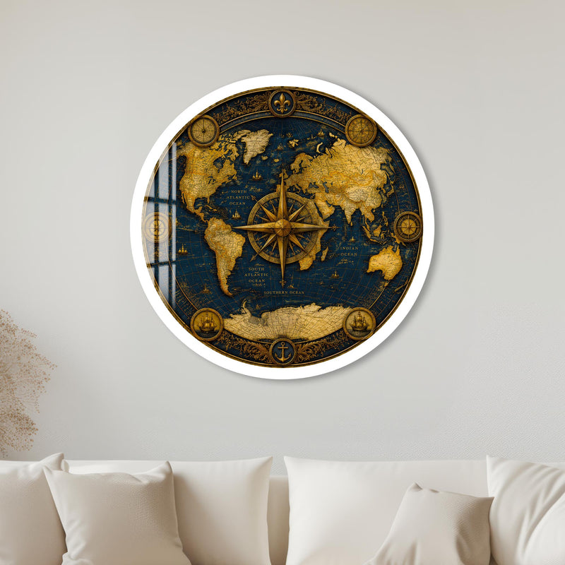 Antique Navigator Map with white frame