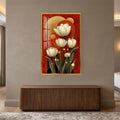 Golden Ivory Blooms with gold frame