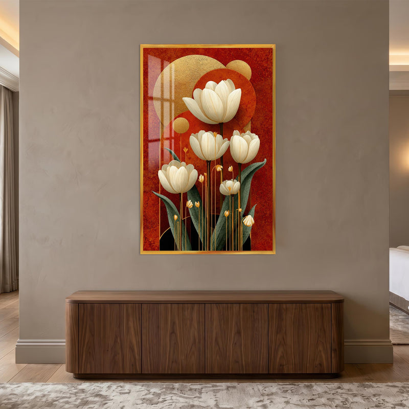 Golden Ivory Blooms with gold frame
