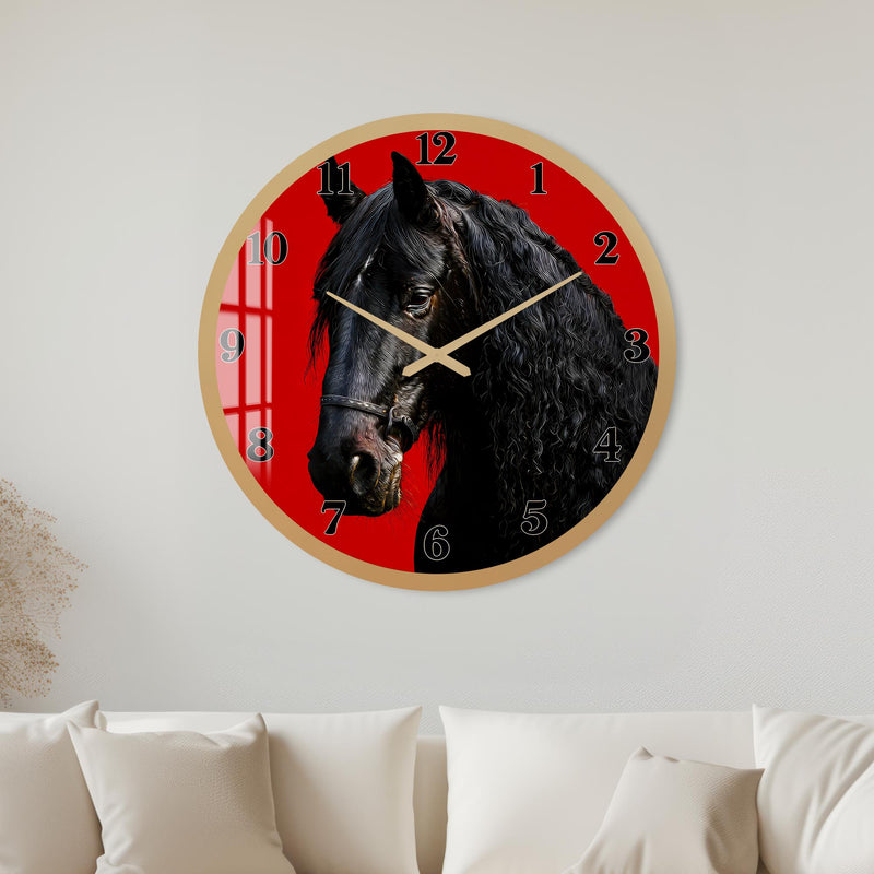 Majestic Black Horse with gold frame