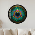 Concentric Emerald Iris Mandala with black frame