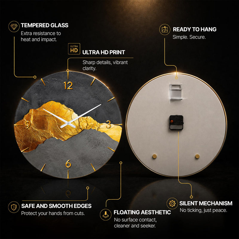 Gilded Stone — tempered glass, ultra HD print, ready to hang