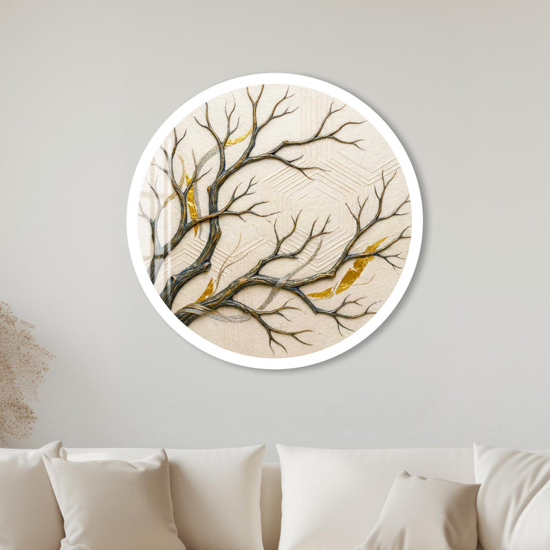 Golden Branches with white frame
