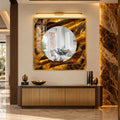 Golden Amber Mosaic with black frame