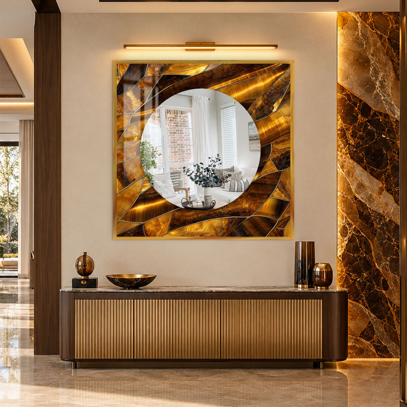 Golden Amber Mosaic with black frame