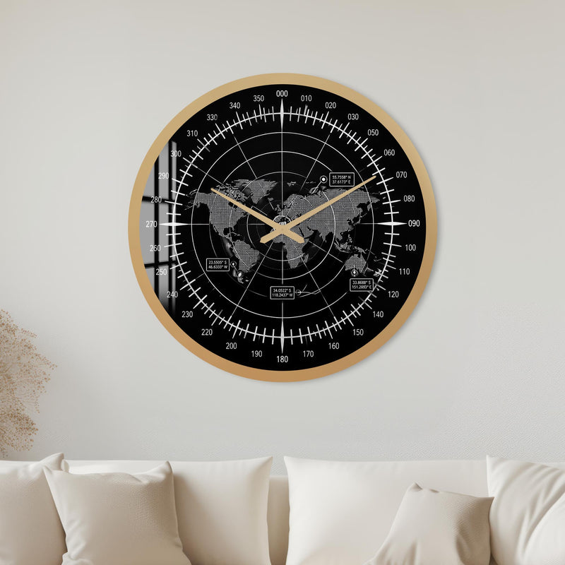 World Navigation Map with gold frame