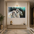 Artronauts Glass Print 18x12 cm | 7.1"x4.7" / White Three White Horses Glass Wall Art