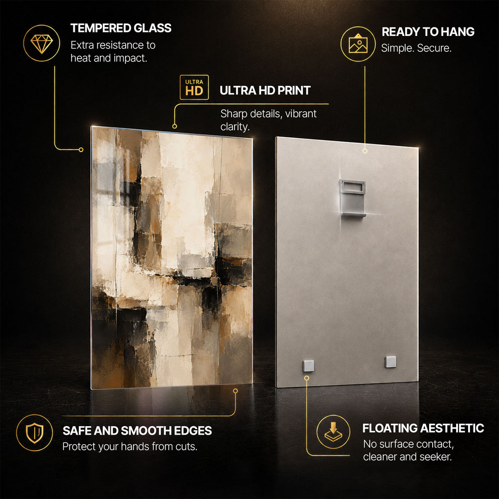 Earthtone Abstract — tempered glass, ultra HD print, ready to hang