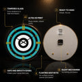 Aqua Concentric Rings — tempered glass, ultra HD print, ready to hang