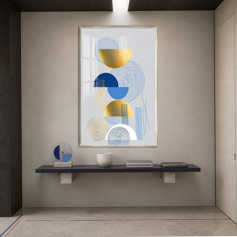 Blue And Gold Rhythm with silver frame