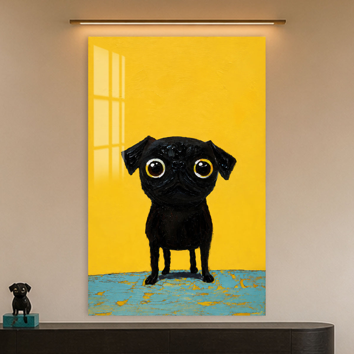 Little Black Pug in a modern room