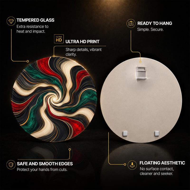 Gilded Emerald Vortex — tempered glass, ultra HD print, ready to hang