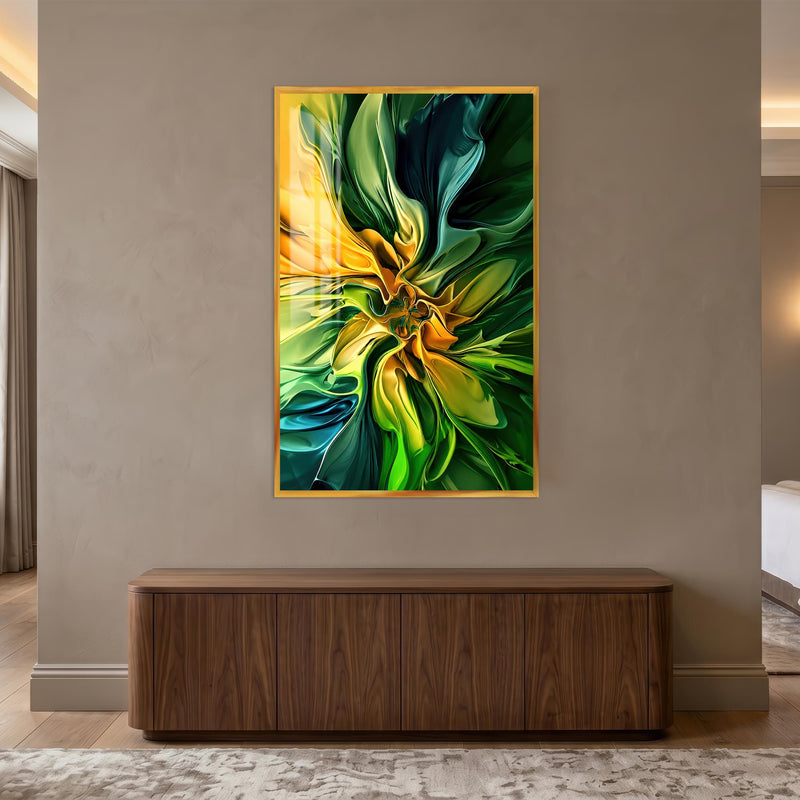 Emerald Golden Bloom with gold frame