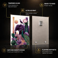 Jewel Jungle Gathering — tempered glass, ultra HD print, ready to hang