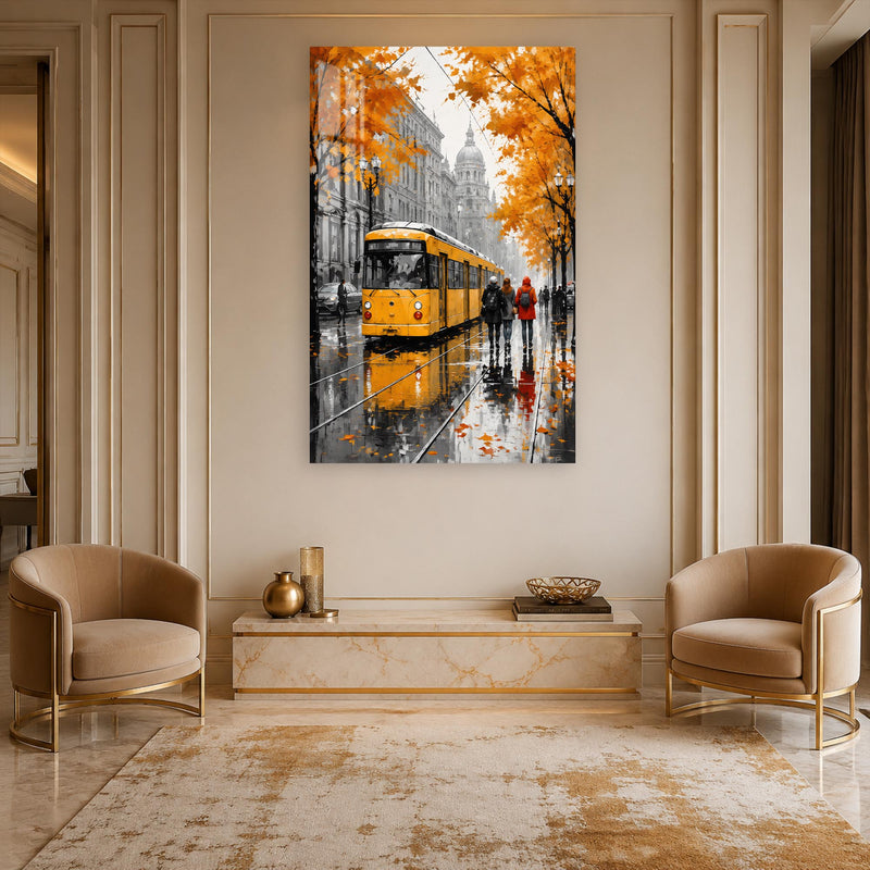 Yellow Tram in Rain lifestyle view