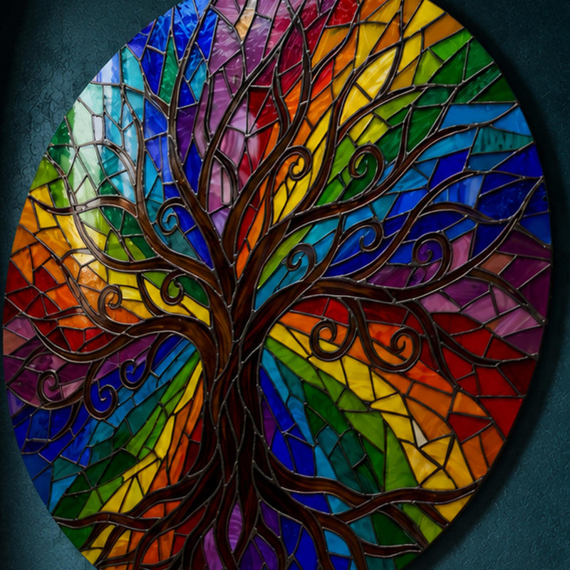 Rainbow Stained Glass Tree Of Life lifestyle view
