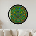 Emerald Peacock Mandala with gold frame
