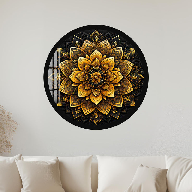 Golden Lotus Mandala with black frame