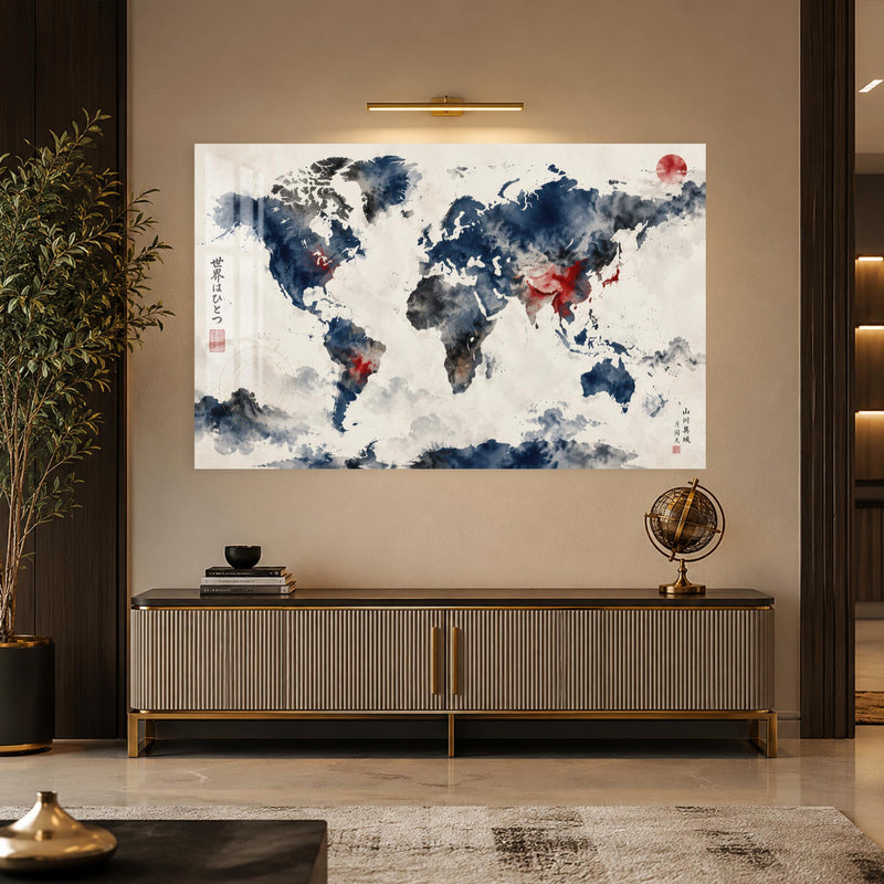 Ink Wash World Map lifestyle view
