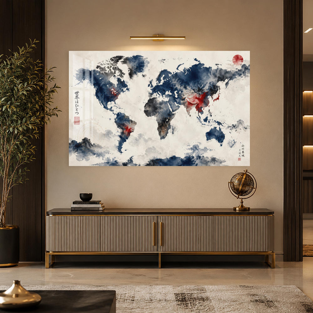 Ink Wash World Map lifestyle view