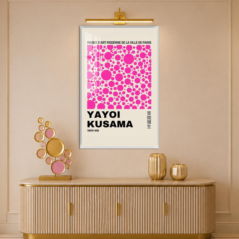 Kusama Pink Dots with white frame