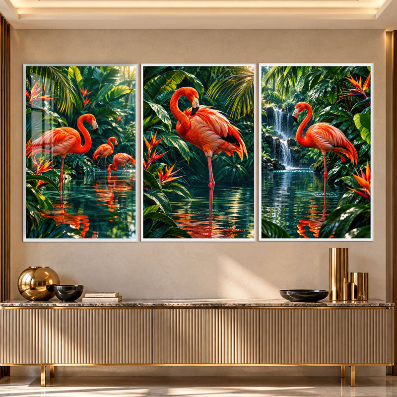 Tropical Flamingo with white frame