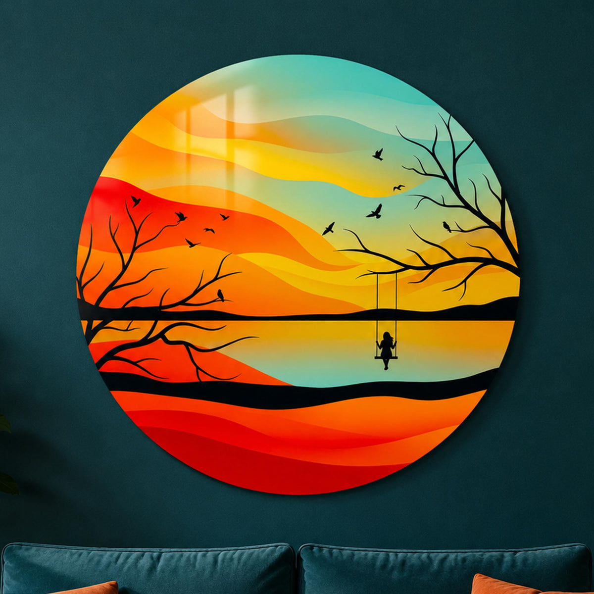 Sunset Swing in a modern room