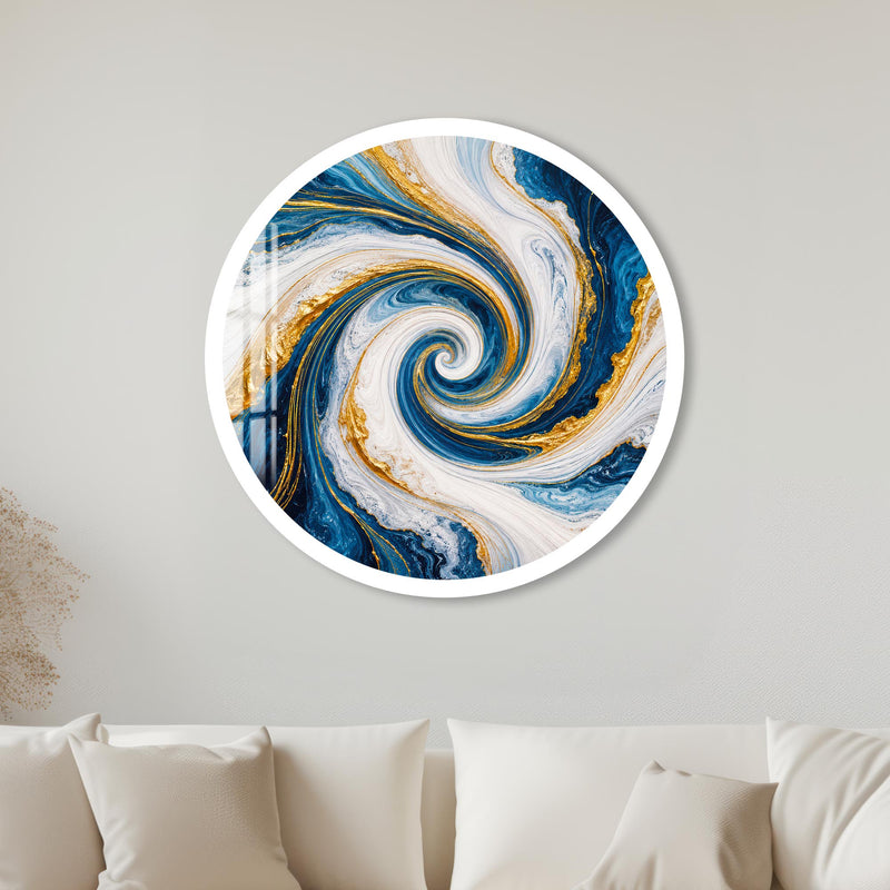 Sapphire Marble Vortex with white frame
