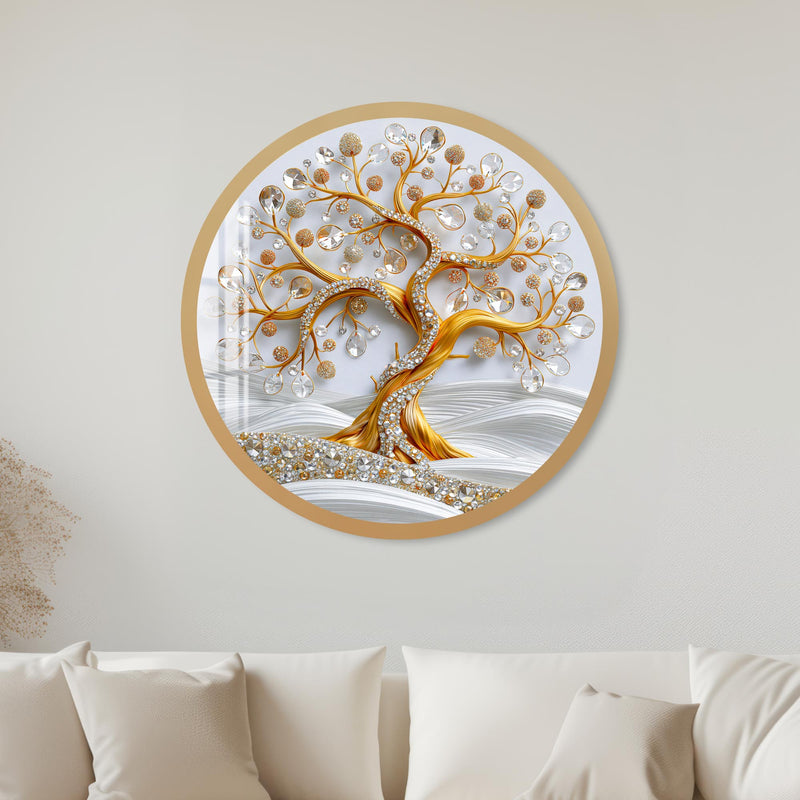Jeweled Golden Tree with gold frame