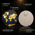 Gold World Map On Navy — tempered glass, ultra HD print, ready to hang