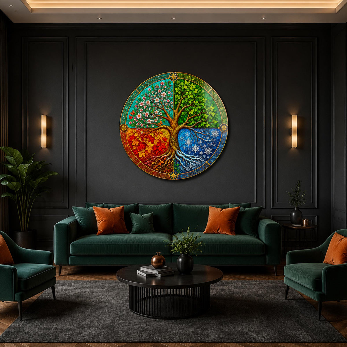 Tree Of Four Seasons — tempered glass, ultra HD print, ready to hang