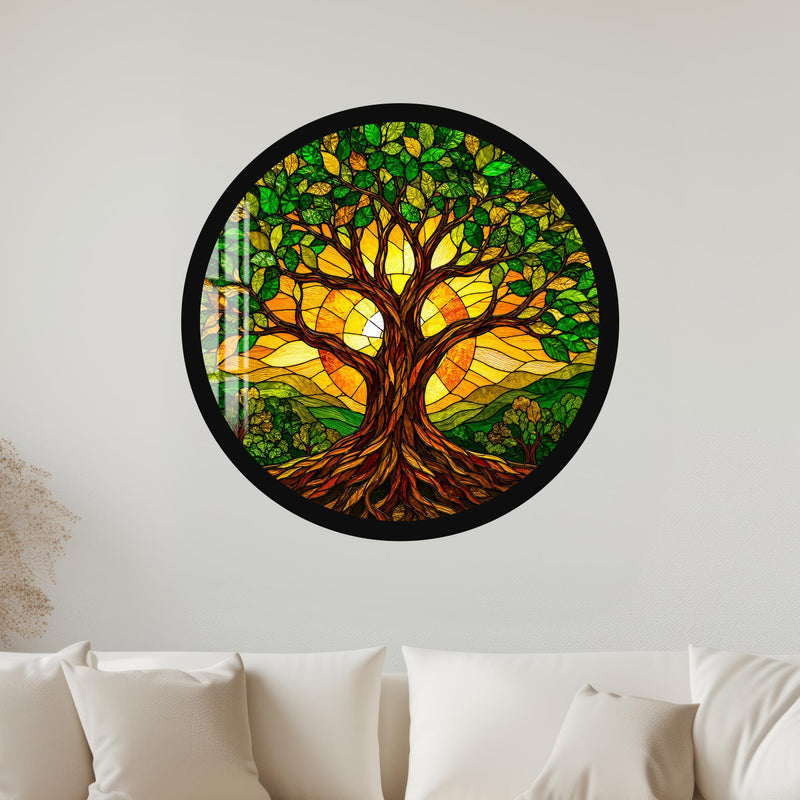 Sunlit Tree Of Life with black frame