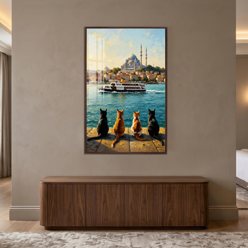 Cats Of Istanbul with walnut frame